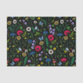 Papier Mousseline Fleurs sauvages en noir (Recto)