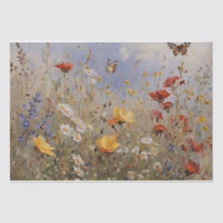 Papier Mousseline Fleurs sauvages et papillons découpage