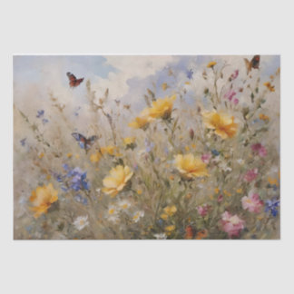 Papier Mousseline Fleurs sauvages et papillons découpage