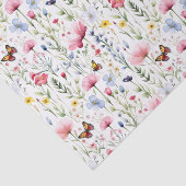 Papier Mousseline Fleurs sauvages rose jaune Papillon Anniversaire  (Détail)