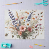 Papier Mousseline Fleurs sauvages rose violet (Artisanat)