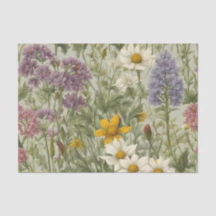 Papier Mousseline Fleurs sauvages vintages en fleurs de couleurs mix