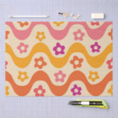 Papier Mousseline Fleurs Super mignonnes motif sur ondes rétro (Artisanat)