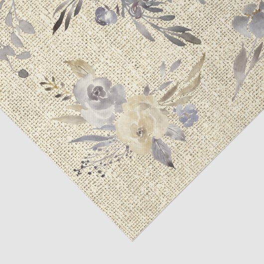 Papier Mousseline fleurs sur lin rustique (Détail)