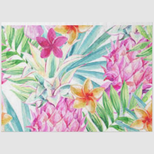 Papier Mousseline Fleurs tropicales exotiques (Recto)