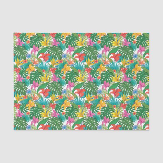 Papier Mousseline Fleurs tropicales Feuilles Colorfull Découpage (Recto)