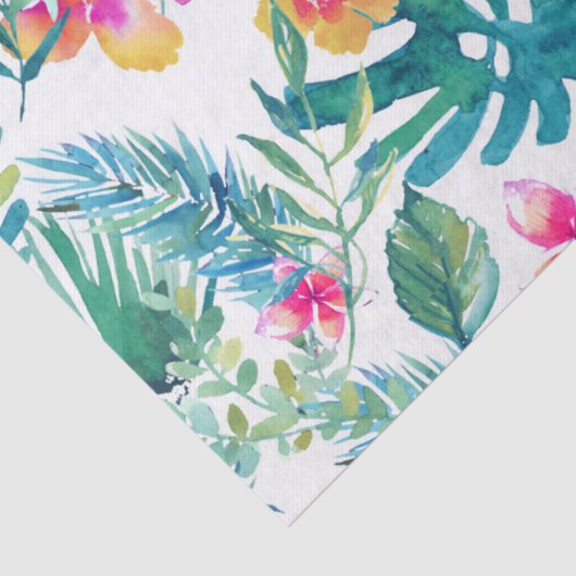 Papier Mousseline Fleurs tropicales Motif aquarelles (Détail)