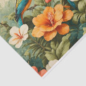 Papier Mousseline Fleurs tropicales vintages, Plantes et perroquets (Détail)