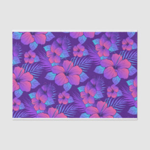 Papier Mousseline Fleurs tropicales violettes