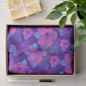 Papier Mousseline Fleurs tropicales violettes (Cadeau)