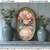 Papier Mousseline Fleurs vertes Ethérées Tranquilles AG1Z Découpage