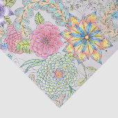 Papier Mousseline Fleurs vibrantes avec des tourbillons de vignes et (Détail)