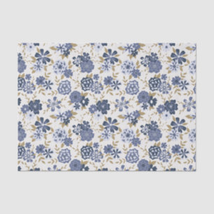 Papier Mousseline Fleurs Vins Bleues Cadeau Botanique