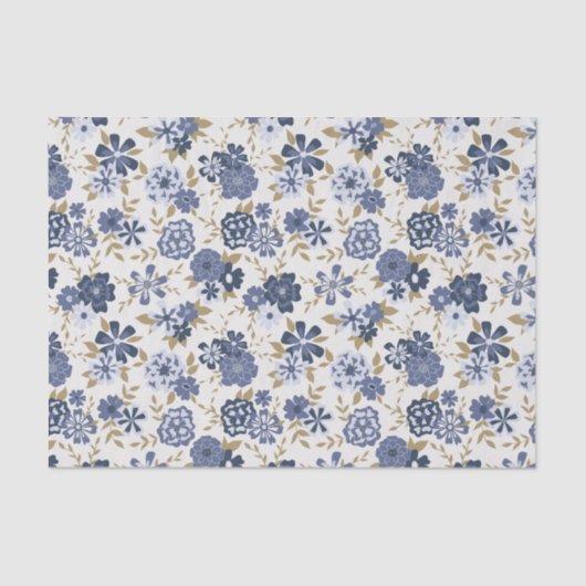 Papier Mousseline Fleurs Vins Bleues Cadeau Botanique (Recto)