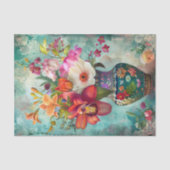 Papier Mousseline FLEURS vintages DANS LA DÉCOUPAGE VASE (Recto)