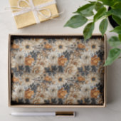 Papier Mousseline Fleurs vintages de automne orange (Cadeau)