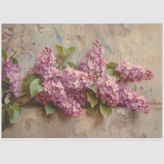 Papier Mousseline Fleurs vintages Lilac Peinture Découpage (Recto)