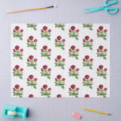 Papier Mousseline Fleurs vintages Roses de thé rouge (Artisanat)