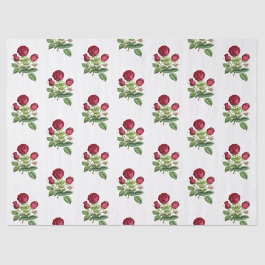 Papier Mousseline Fleurs vintages Roses de thé rouge (Recto)