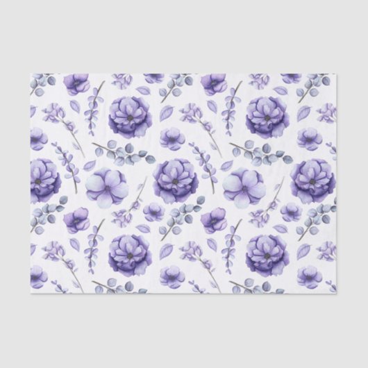 Papier Mousseline Fleurs violettes (Recto)