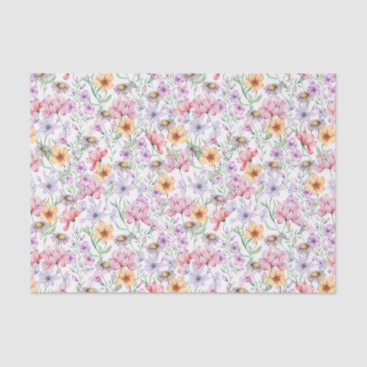 Papier Mousseline Fleurs Violettes (Recto)