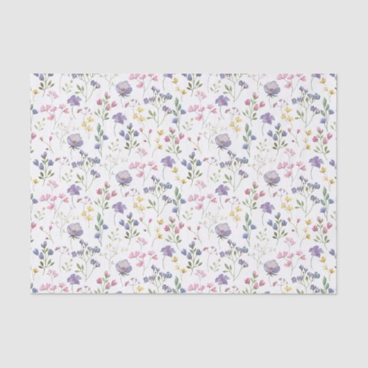 Papier Mousseline Fleurs Violettes (Recto)