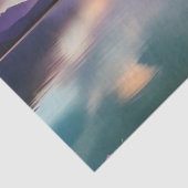 Papier Mousseline Fleurs violettes Lune et reflet du lac (Détail)