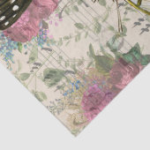 Papier Mousseline Fleurs violettes, papillons à la découpe musicale (Détail)