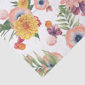 Papier Mousseline Fleurs Violettes Rose Et Jaune (Détail)