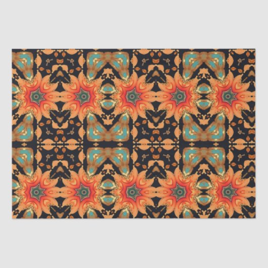 Papier Mousseline Fleurs vives Abstraites Découpage (Recto)