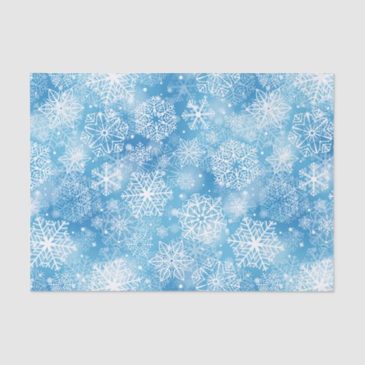 Papier Mousseline Flocon de neige bleu (Recto)