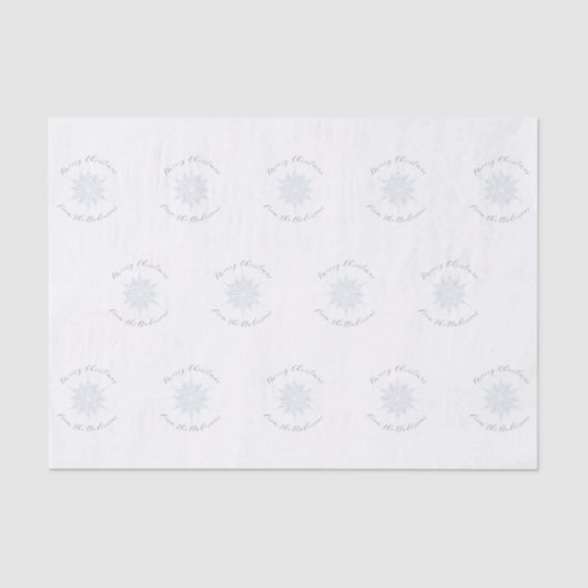 Papier Mousseline Flocon de neige bleu glace Joyeux Noël Nom de fami (Recto)