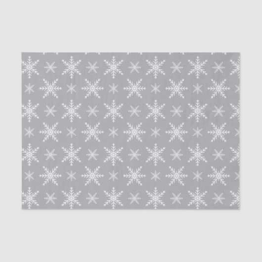 Papier Mousseline Flocon de neige d'hiver Motif sur gris (Recto)