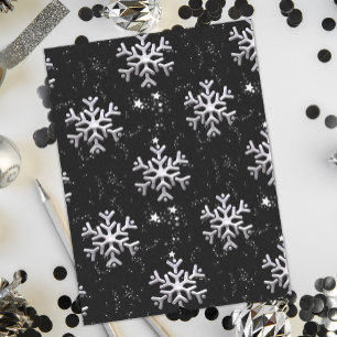 Papier Mousseline Flocon de neige - hiver Merveille Noir Noël