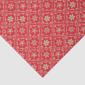 Papier Mousseline Flocon de neige rouge et vert Noël Motif (Détail)