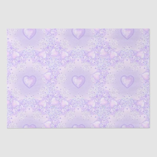 Papier Mousseline flocon de neige violet clair et coeur étincelant (Recto)