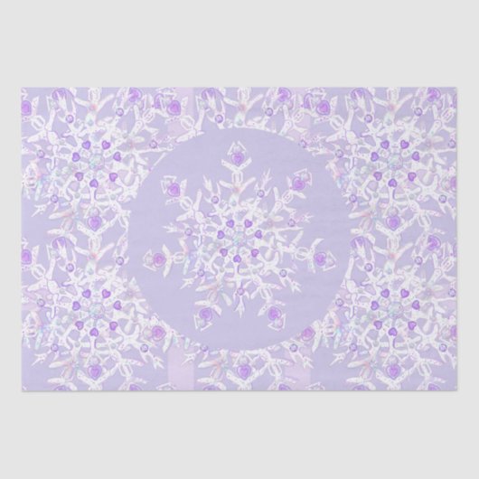 Papier Mousseline flocon de neige violet clair et coeur étincelant (Recto)