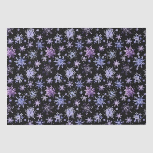 Papier Mousseline Flocon de neige violet noir (Recto)