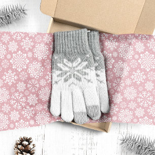 Papier Mousseline Flocons blancs sur Noël rose