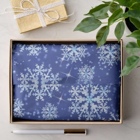 Papier Mousseline Flocons de neige bleus (Cadeau)