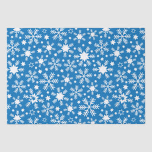 Papier Mousseline Flocons de neige de Noël bleus et blancs d'hiver d