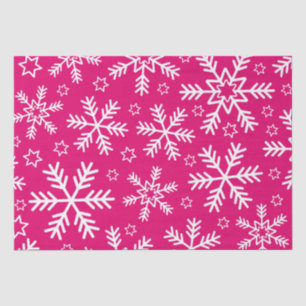 Papier Mousseline Flocons de neige de Noël rose chaud et blanc