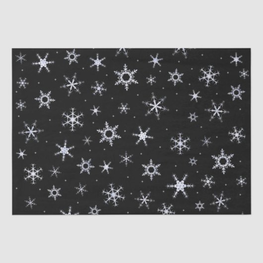 Papier Mousseline Flocons de neige noirs (Recto)