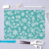 Papier Mousseline Flocons de neige sarcelle et blanc Hiver merveille (Artisanat)
