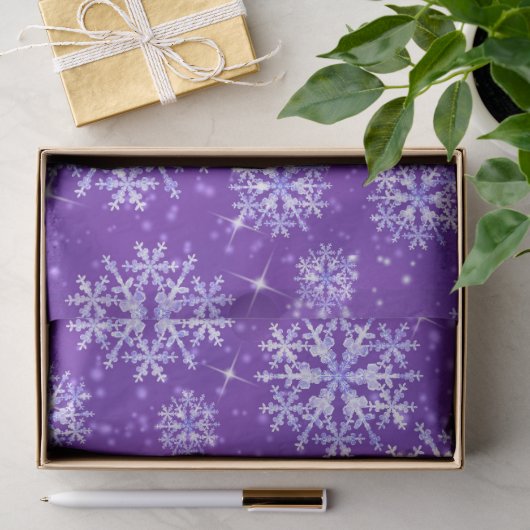 Papier Mousseline Flocons de neige violet (Cadeau)