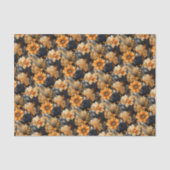 Papier Mousseline Floral à automne orange et noir (Recto)