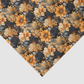 Papier Mousseline Floral à automne orange et noir (Détail)