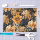 Papier Mousseline Floral à automne orange et noir (Artisanat)