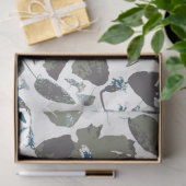 Papier Mousseline Floral Aquarelle Sage Turquoise Blues Motif (Cadeau)