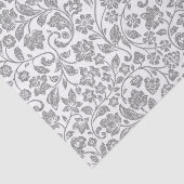 Papier Mousseline Floral argenté scintillant sur le blanc (Détail)